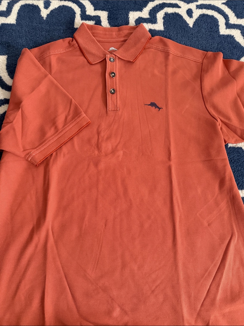 Tommy Bahama vintage Short-Sleeve Polo Shirt in Rust with Embroidered Marlin